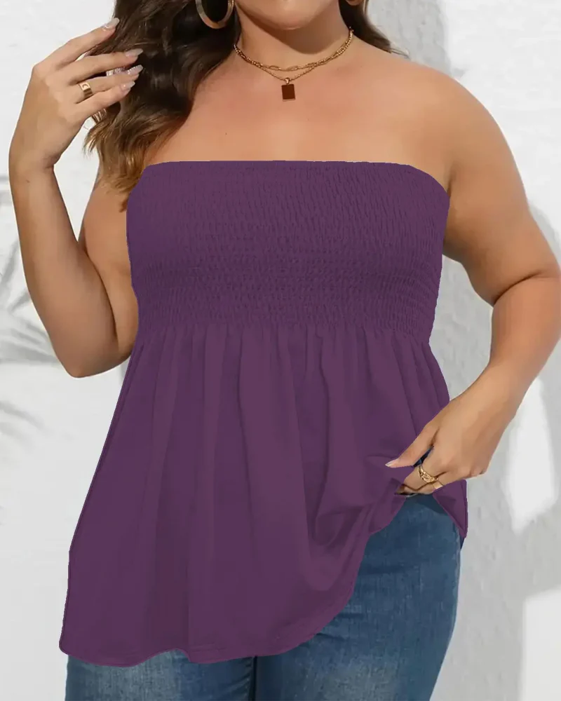 Women's Strapless Tube Top Boho Chic Ruffle Hem Casual Sleeveless - Image 9