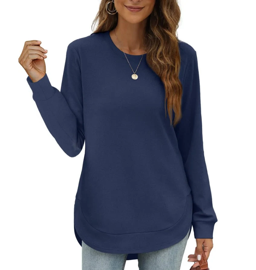Women's Sweatshirt Crewneck Curved Hem - Image 10