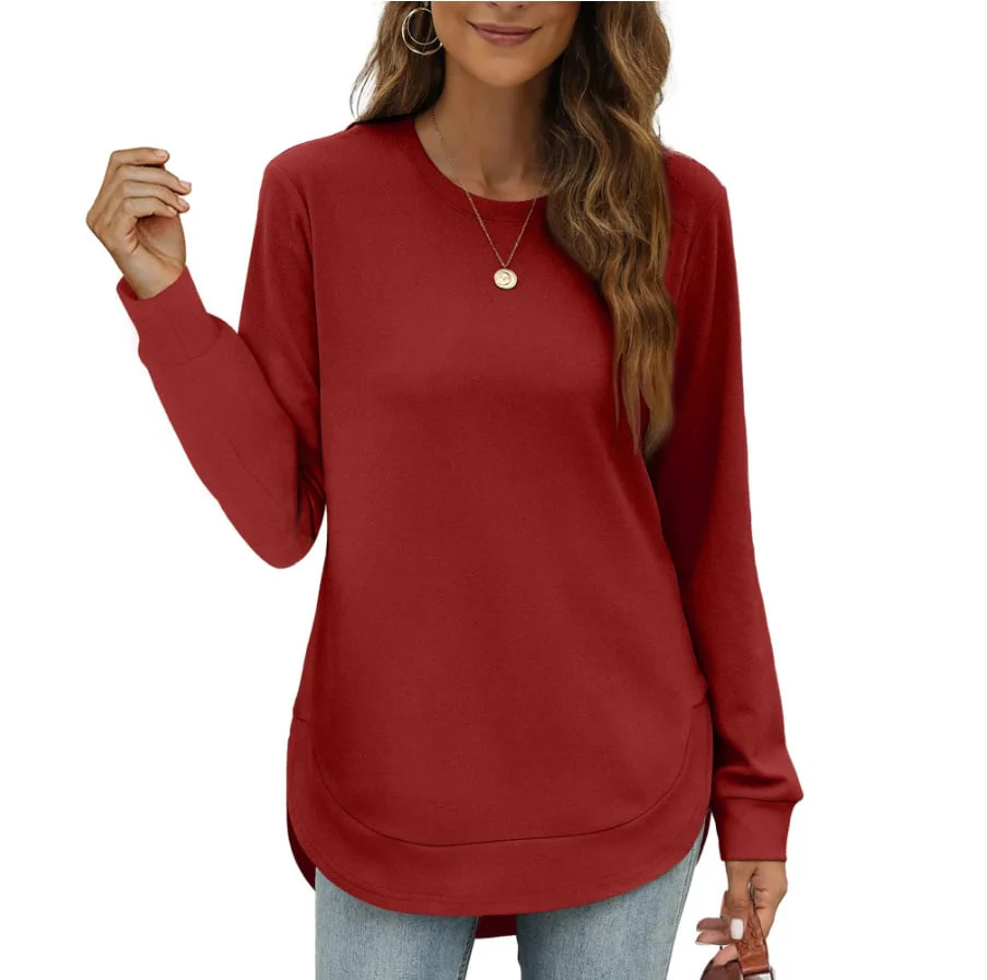 Women's Sweatshirt Crewneck Curved Hem - Image 12