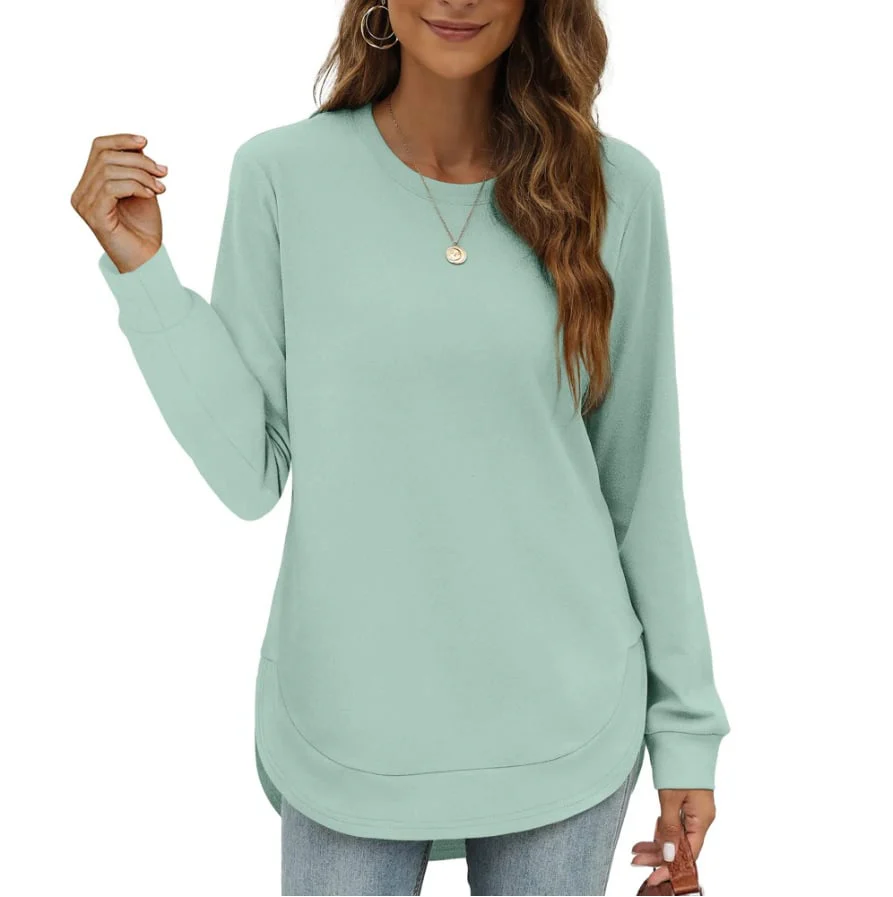 Women's Sweatshirt Crewneck Curved Hem - Image 13