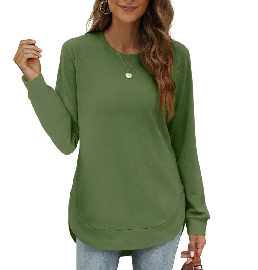 Women's Sweatshirt Crewneck Curved Hem - Image 14