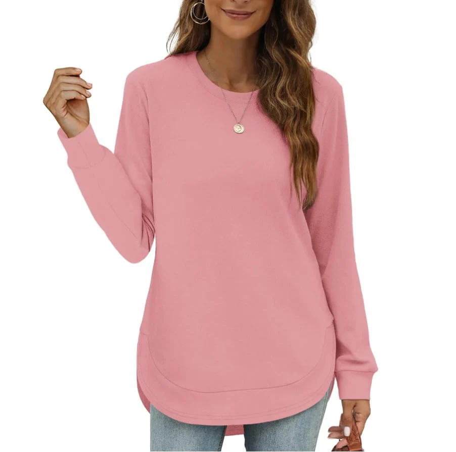 Women's Sweatshirt Crewneck Curved Hem - Image 6