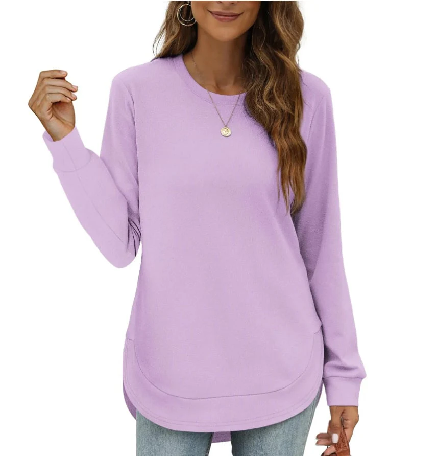 Women's Sweatshirt Crewneck Curved Hem - Image 7