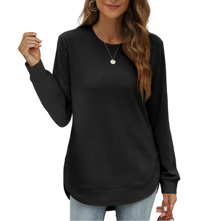 Women's Sweatshirt Crewneck Curved Hem - Image 8