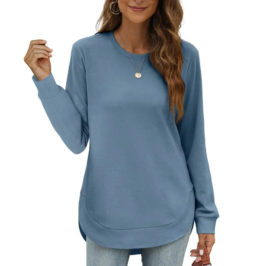 Women's Sweatshirt Crewneck Curved Hem - Image 9