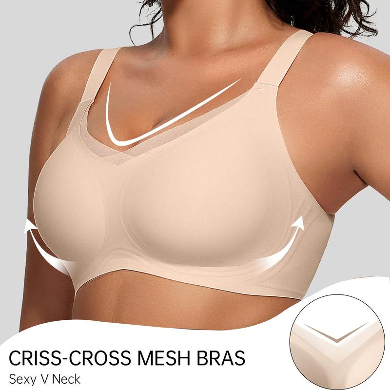 Womens Wireless Bras V Mesh Comfortable Bralette Supportive - Image 4