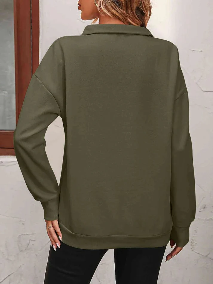 Womens Zip-Up Dropped Shoulder Sweatshirt - Image 10