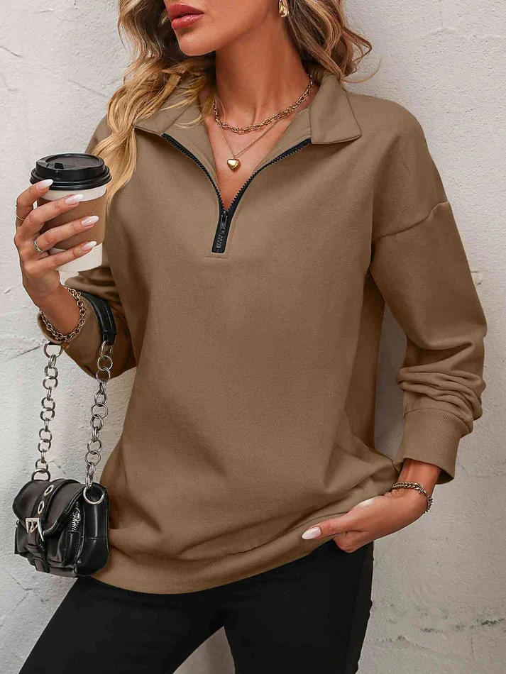 Womens Zip-Up Dropped Shoulder Sweatshirt - Image 13