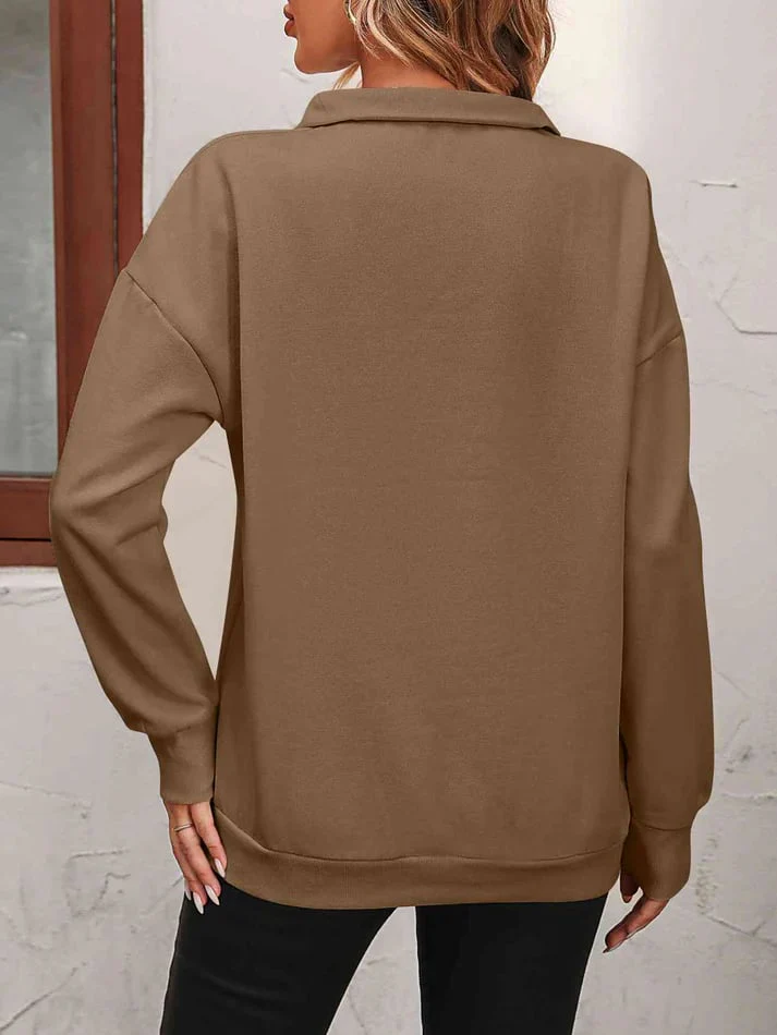 Womens Zip-Up Dropped Shoulder Sweatshirt - Image 14