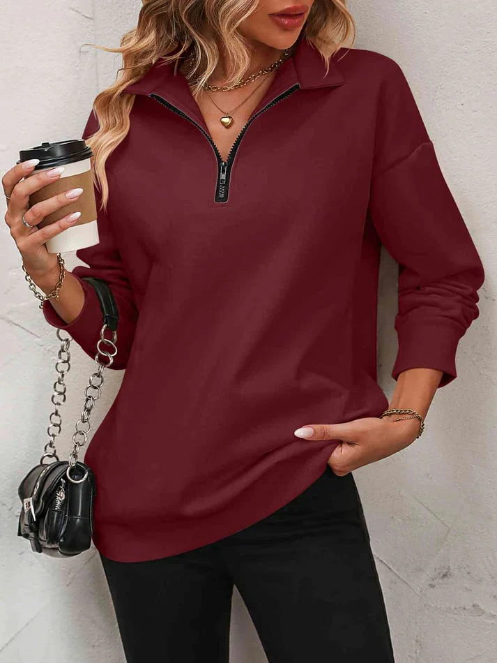 Womens Zip-Up Dropped Shoulder Sweatshirt - Image 15